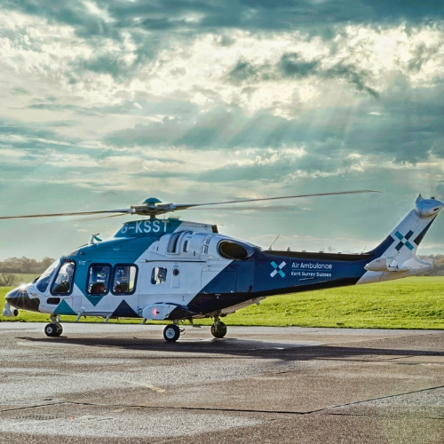 Air ambulance on helipad