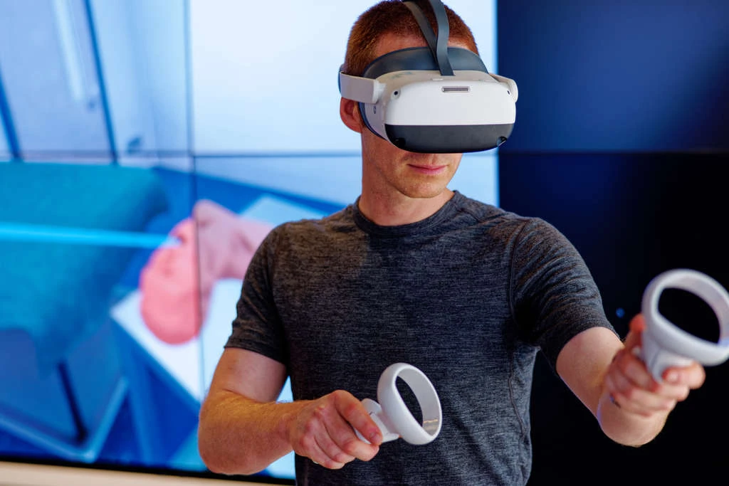 A man wearing a VR headset